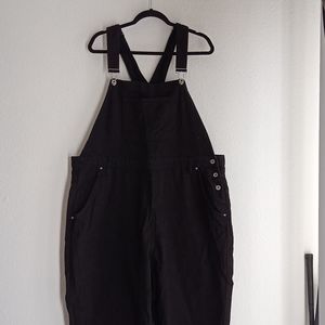 Black denim overalls